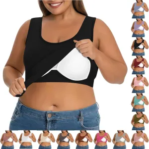 Plus Size Tank Tops with Built in Bra for Women Padded Camisole Shelf Bras Workout Yoga Shirt Casual Basic Undershirt