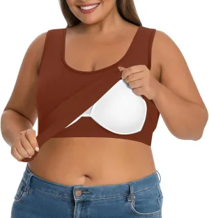 Plus Size Tank Tops with Built in Bra for Women Padded Camisole Shelf Bras Workout Yoga Shirt Casual Basic Undershirt