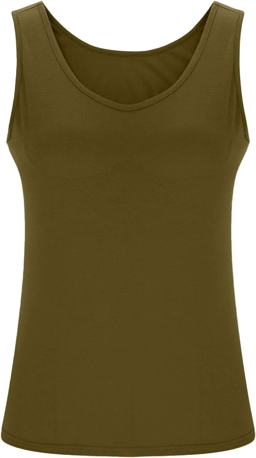 Plus Size Tank Tops with Built in Bra for Women Padded Camisole Shelf Bras Workout Yoga Shirt Casual Basic Undershirt