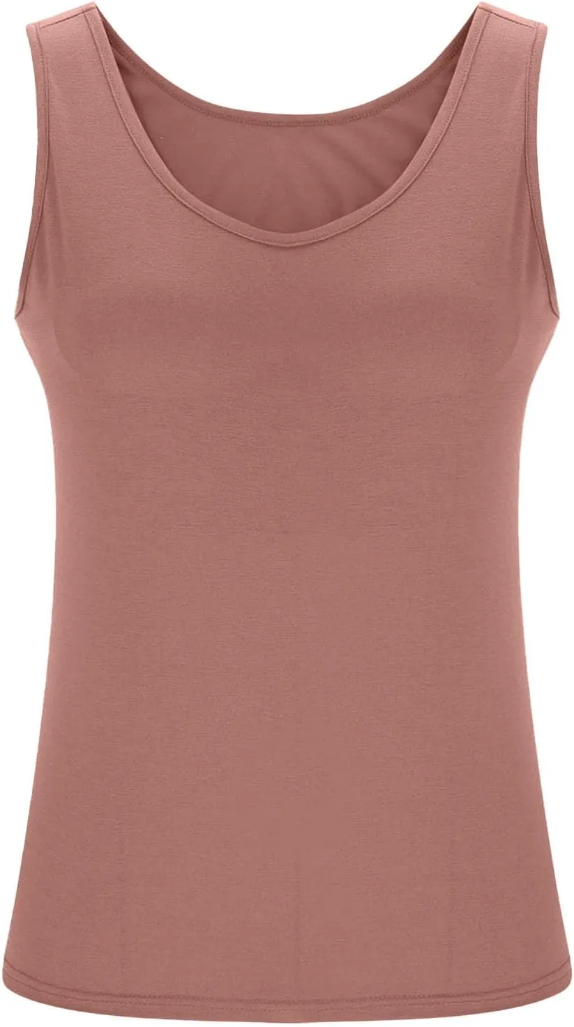 Plus Size Tank Tops with Built in Bra for Women Padded Camisole Shelf Bras Workout Yoga Shirt Casual Basic Undershirt
