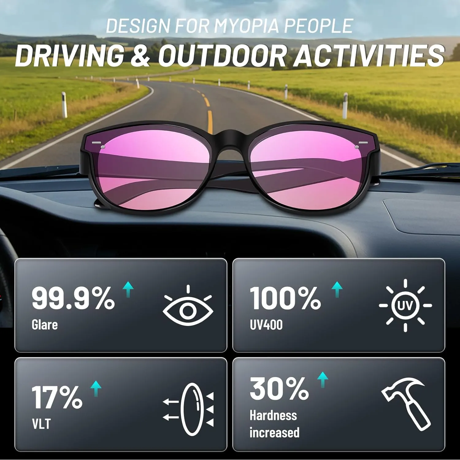 Polarized Cat Eye Sunglasses Fit Over Glasses for Women - Double-Sided AR Coating Polarized Lenses, UV400 Protection
