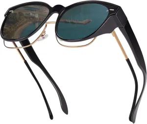 Polarized Cat Eye Sunglasses Fit Over Glasses for Women - Double-Sided AR Coating Polarized Lenses, UV400 Protection