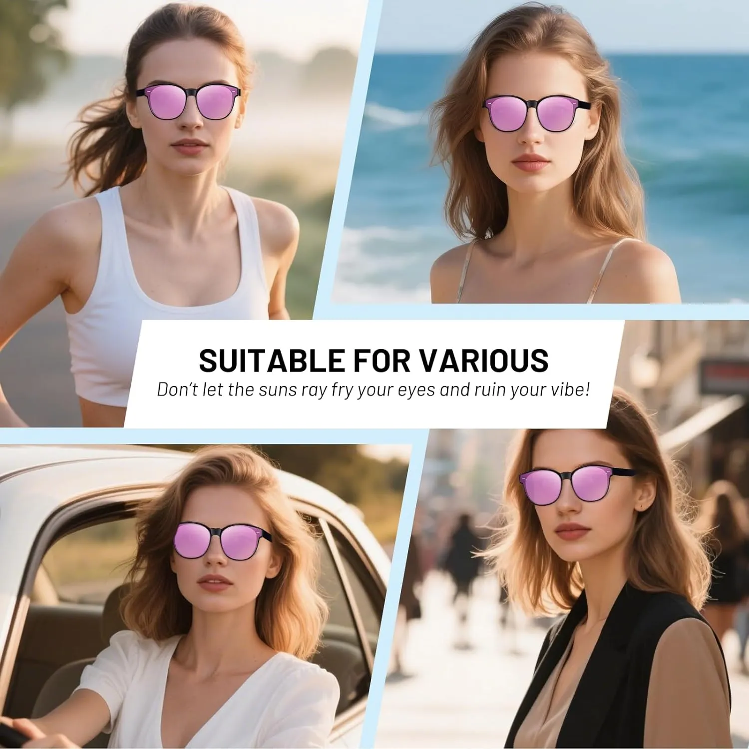 Polarized Cat Eye Sunglasses Fit Over Glasses for Women - Double-Sided AR Coating Polarized Lenses, UV400 Protection