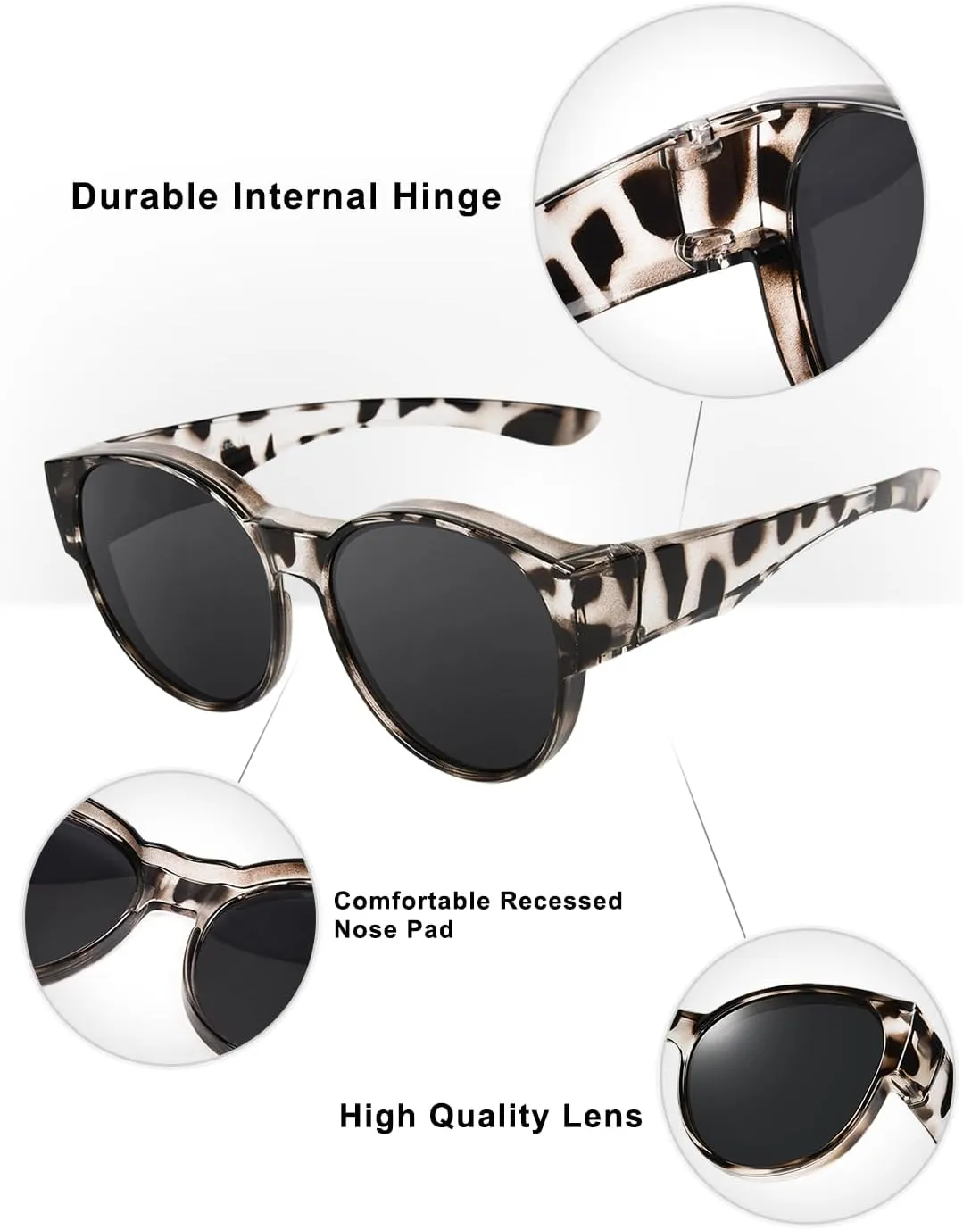 Polarized Fit Over Sunglasses for Women Men Driving Wear over Glasses with UV400 Protection Cat Eye Frame