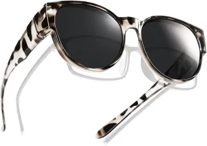 Polarized Fit Over Sunglasses for Women Men Driving Wear over Glasses with UV400 Protection Cat Eye Frame