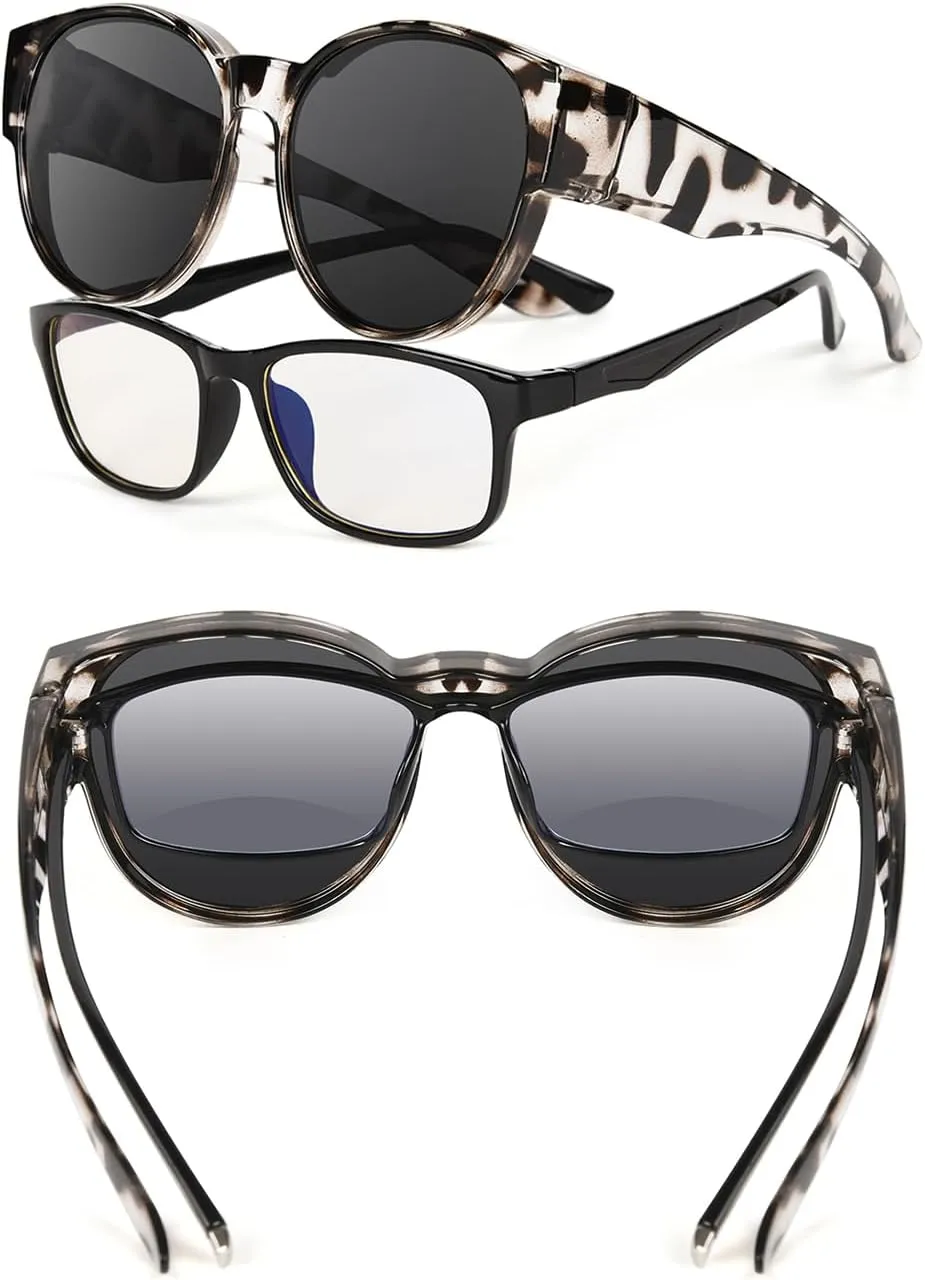 Polarized Fit Over Sunglasses for Women Men Driving Wear over Glasses with UV400 Protection Cat Eye Frame