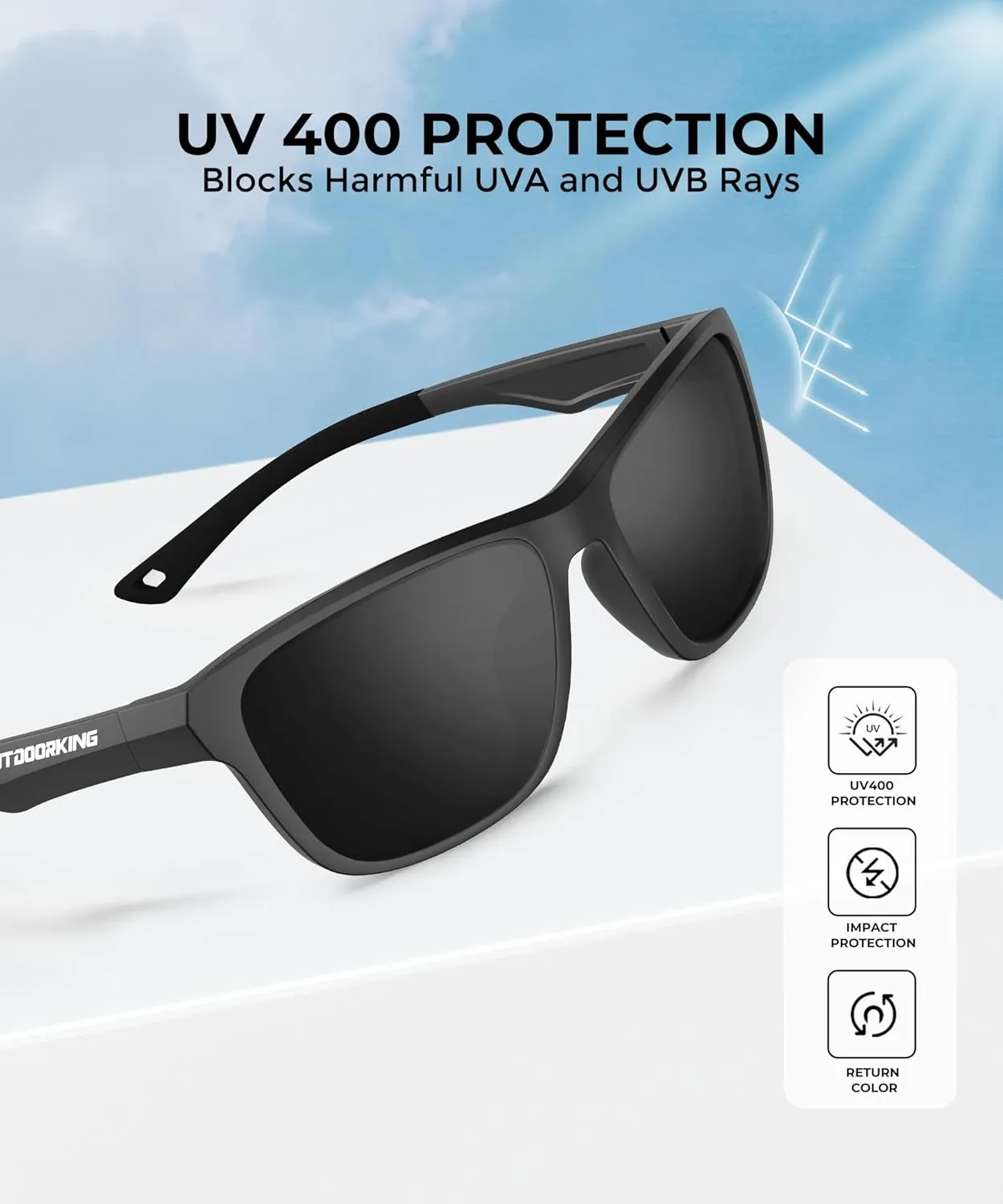 Polarized Sunglasses Men, Mens Sunglasses UV Protection Lightweight Sun Glasses for Cycling Running Fishing Golf