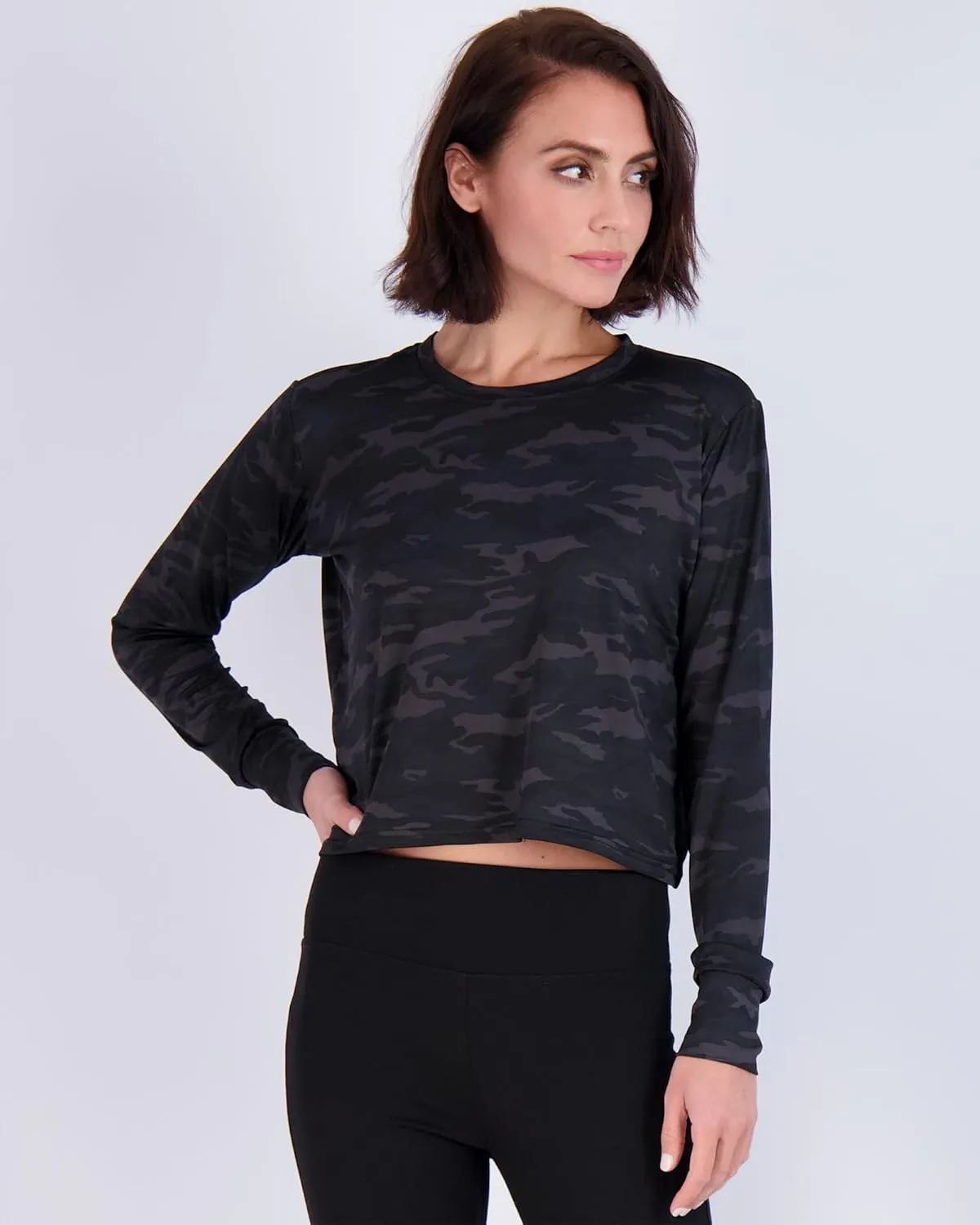 Real Essentials 5 Pack: Women's Dry Fit Crop Top - Long Sleeve Crew Neck Stretch Athletic Tee (Available in Plus Size)