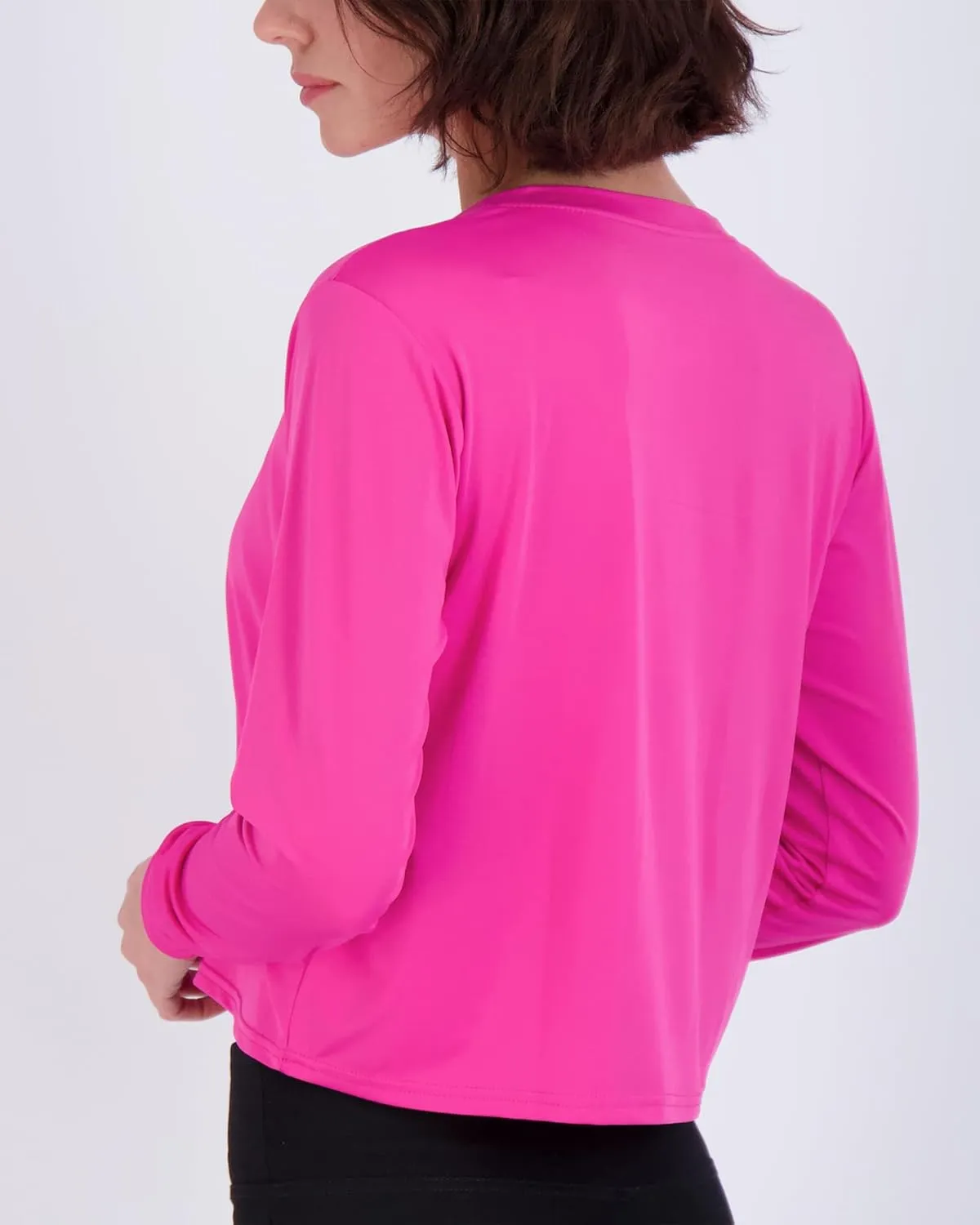 Real Essentials 5 Pack: Women's Dry Fit Crop Top - Long Sleeve Crew Neck Stretch Athletic Tee (Available in Plus Size)