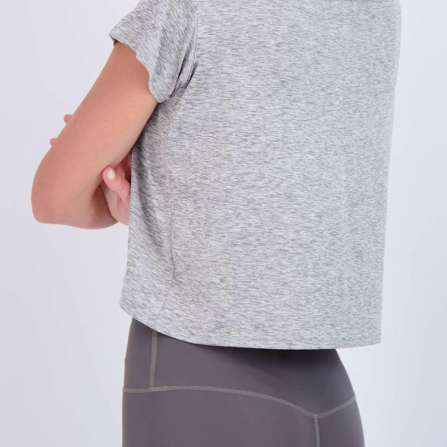 Real Essentials 5 Pack: Women's Dry Fit Crop Top - Short Sleeve Crew Neck Stretch Athletic Tee (Available in Plus Size)
