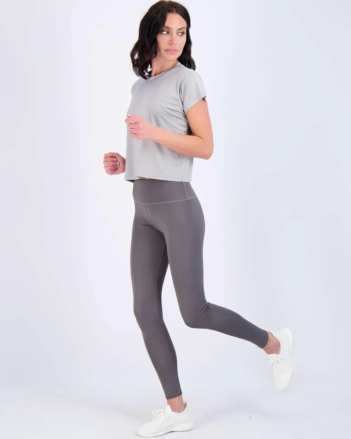 Real Essentials 5 Pack: Women's Dry Fit Crop Top - Short Sleeve Crew Neck Stretch Athletic Tee (Available in Plus Size)