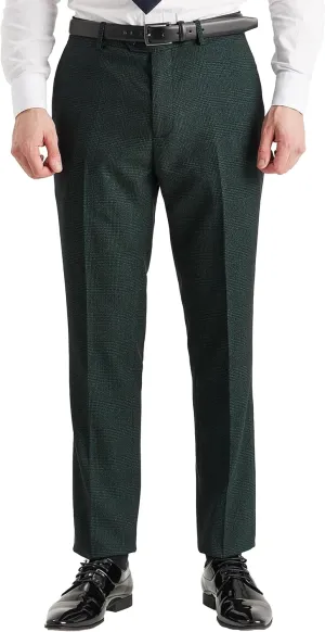 Retro Mens Tailored Fit Glen Check Suit - 3-Piece Set for Weddings & Business