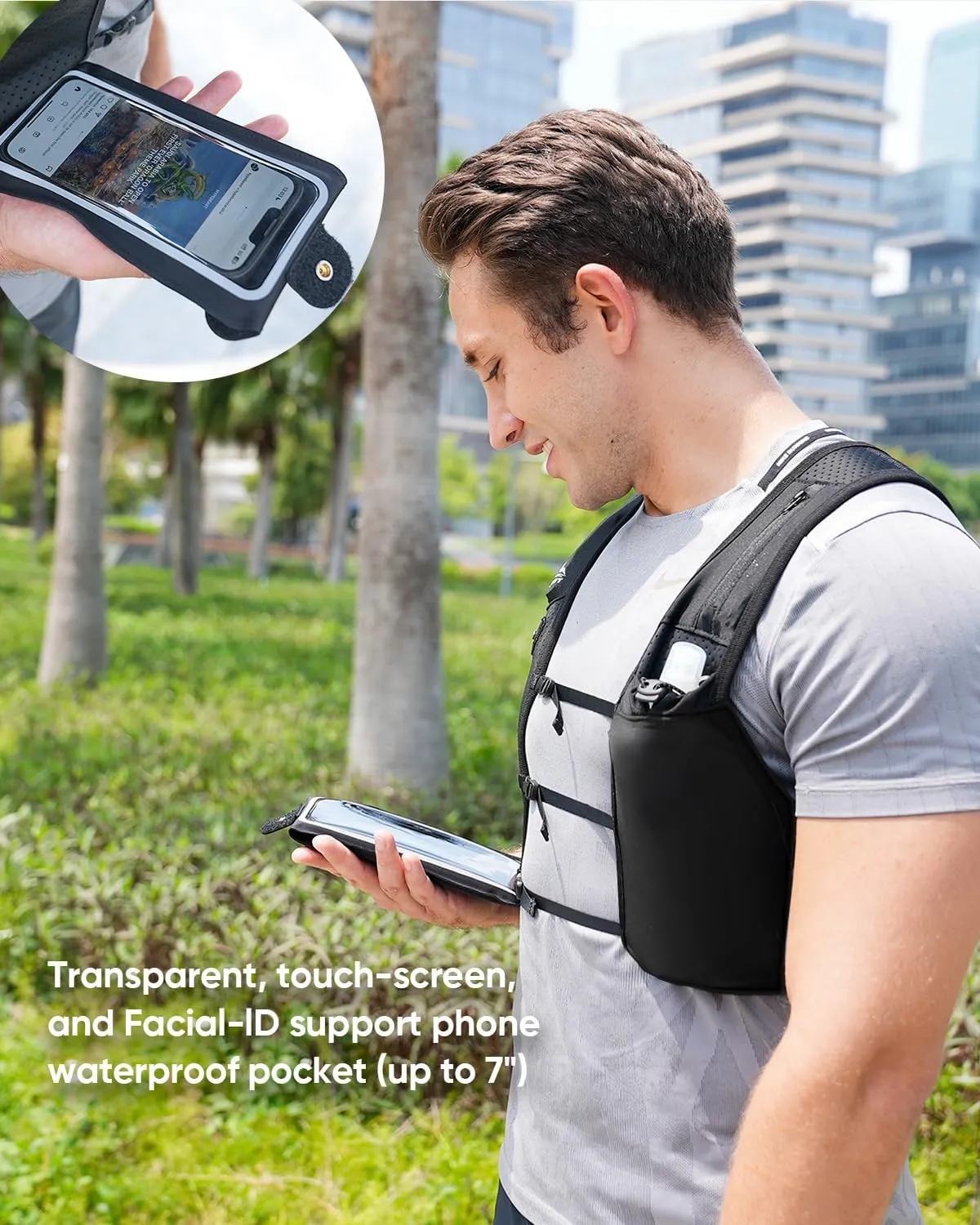 Running Vest for Women Men, USA Original Patent, Adjustable Chest Straps Running Hydration Vest with 500ml Soft Flask, Lightweight Breathable Reflective Running Vest for Marathon