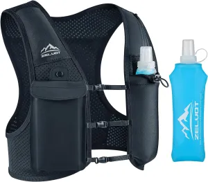Running Vest for Women Men, USA Original Patent, Adjustable Chest Straps Running Hydration Vest with 500ml Soft Flask, Lightweight Breathable Reflective Running Vest for Marathon