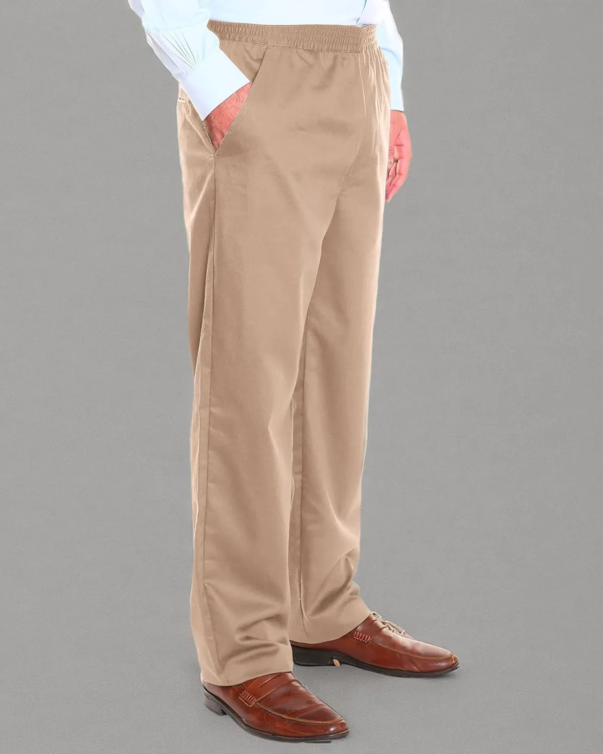 Ruxford Men's Relax Fit Elastic Waist Pants - Adaptive, Casual Twill, 30-43  inches, Black, Khaki, Navy, Gray