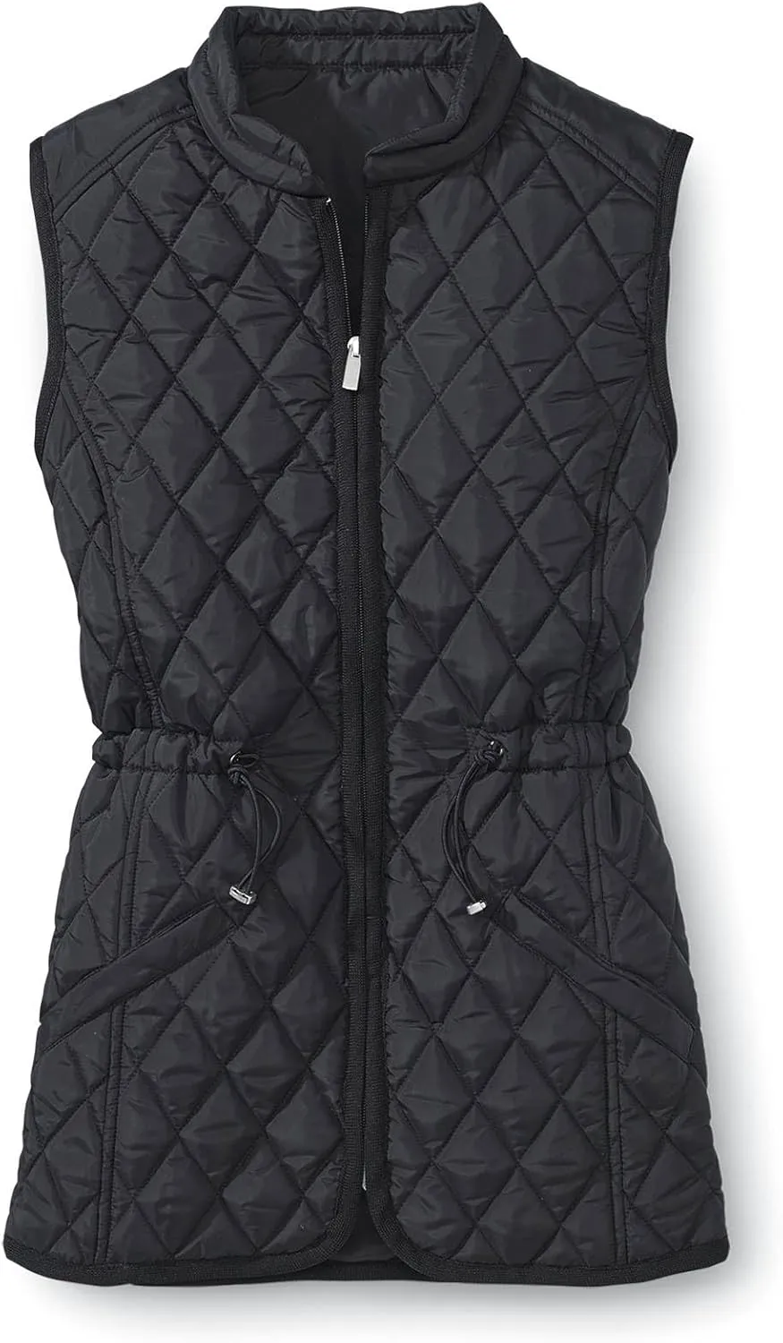 SAGEFINDS Women’s Quilted Vest, Stand Collar, Lightweight Padded Vest with Zipper, Pockets and Adjustable Toggle Waist