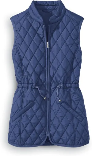 SAGEFINDS Women’s Quilted Vest, Stand Collar, Lightweight Padded Vest with Zipper, Pockets and Adjustable Toggle Waist