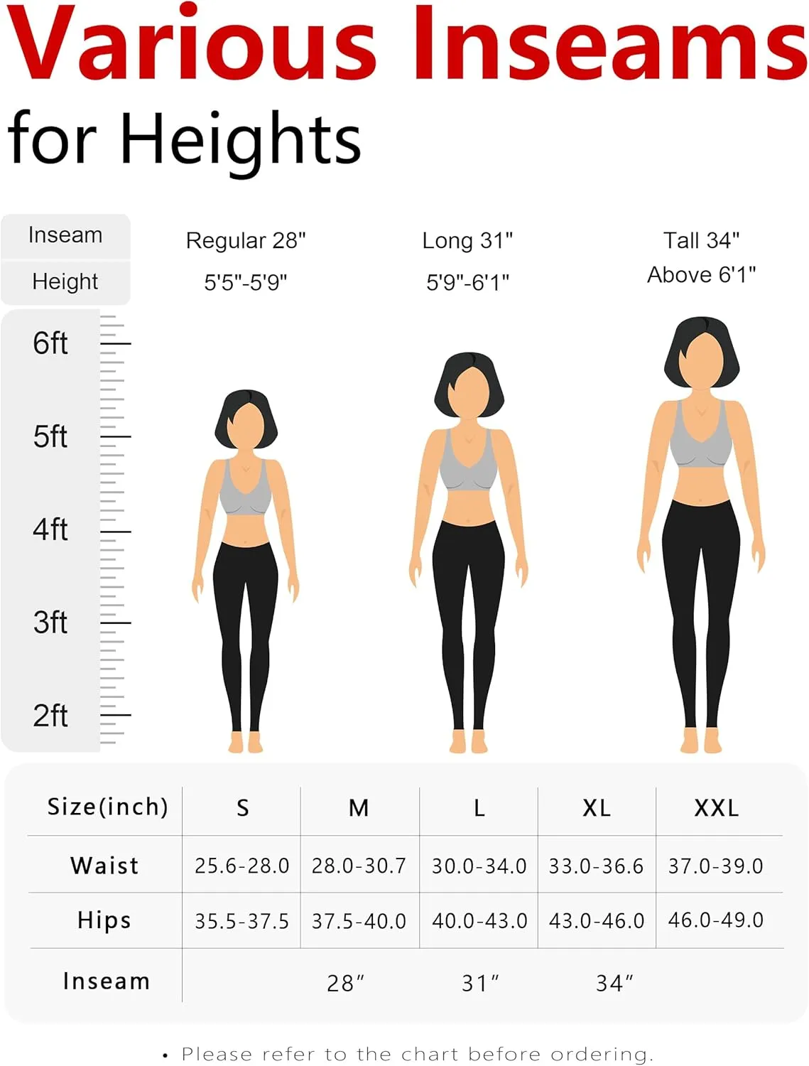 SEVEGO Women's 28"/31"/34" Fleece Lined Yoga Leggings Thermal High Waisted Workouts Pants with Pockets