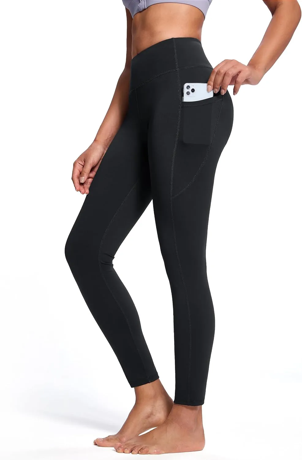 SEVEGO Women's 28"/31"/34" Fleece Lined Yoga Leggings Thermal High Waisted Workouts Pants with Pockets