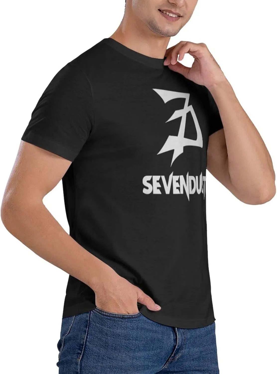 Sevendusts Men's Classic Unisex Cotton T-Shirt for Men & Women, Classic Tee Black