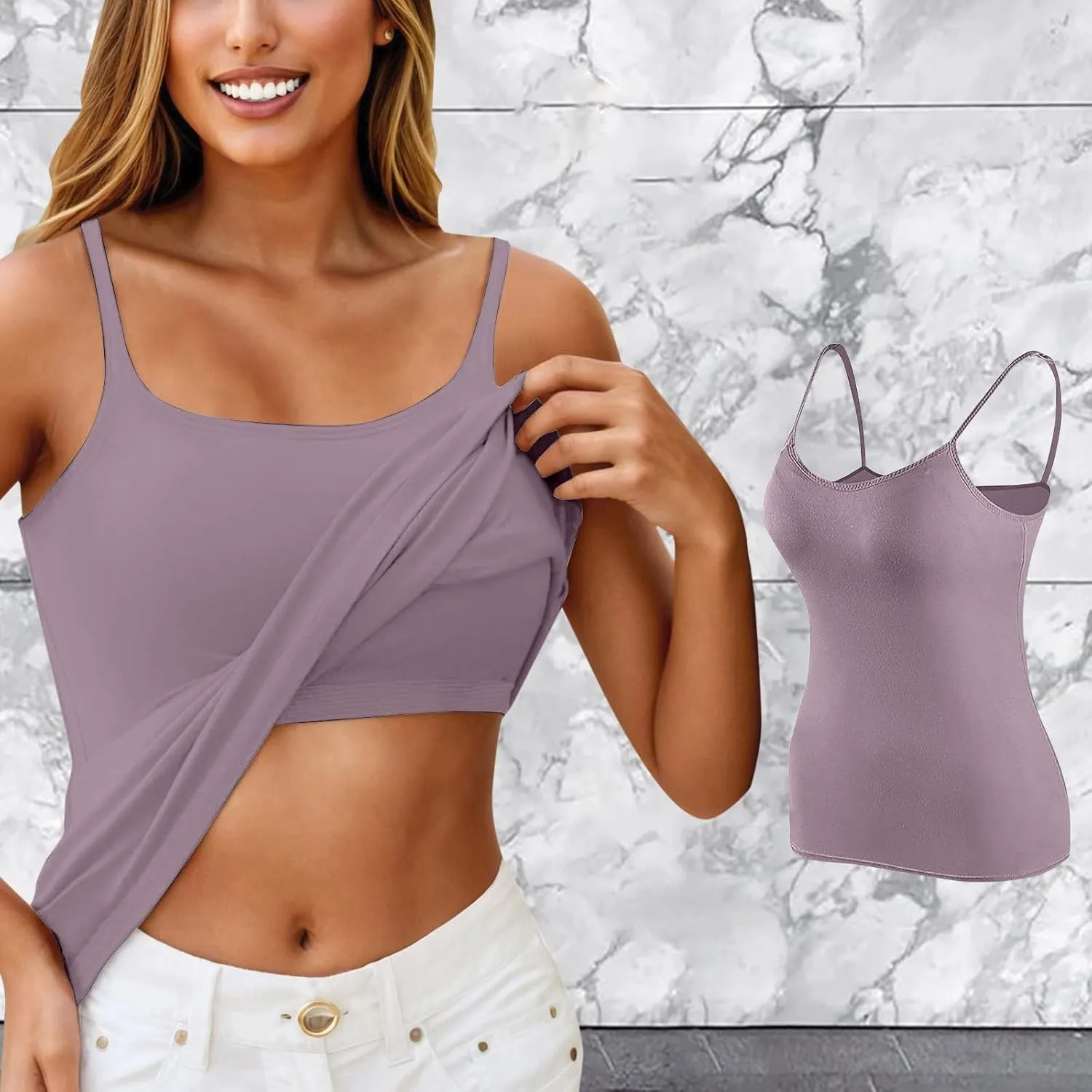 Shelf Bra Camisole Tops for Women Adjustable Spaghetti Strap Tank Top Basic Cotton Camis Shirts