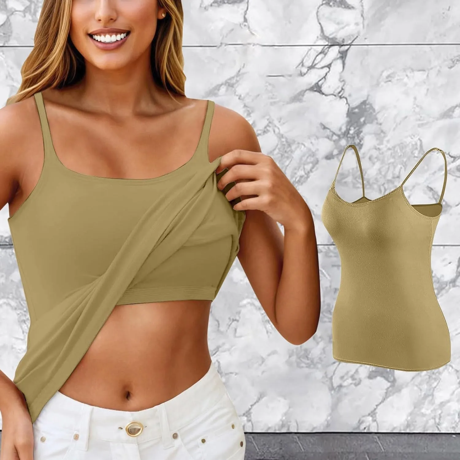Shelf Bra Camisole Tops for Women Adjustable Spaghetti Strap Tank Top Basic Cotton Camis Shirts