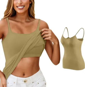 Shelf Bra Camisole Tops for Women Adjustable Spaghetti Strap Tank Top Basic Cotton Camis Shirts