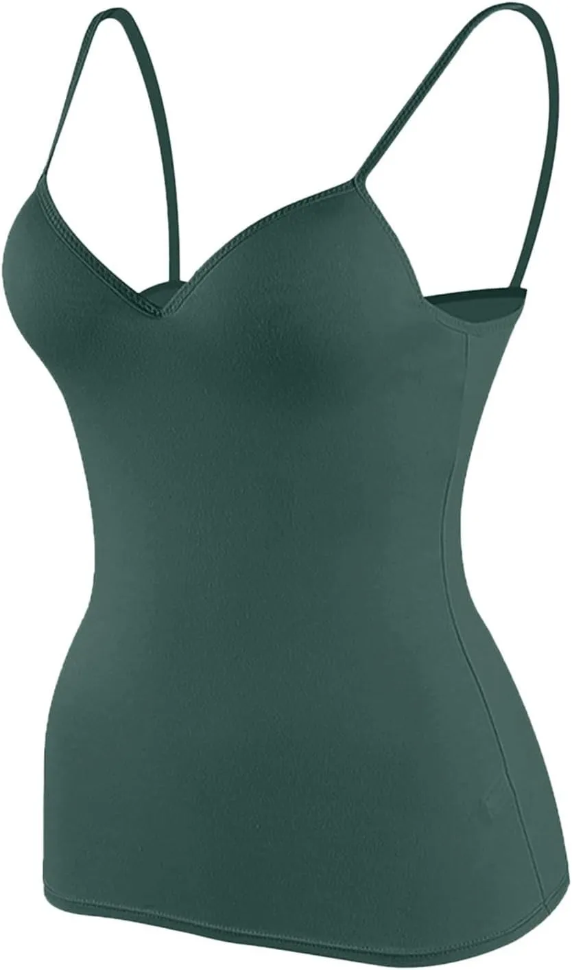 Shelf Bra Camisole Tops for Women Spaghetti Straps Tank Tops Casual Basic Cotton Camis Shirt