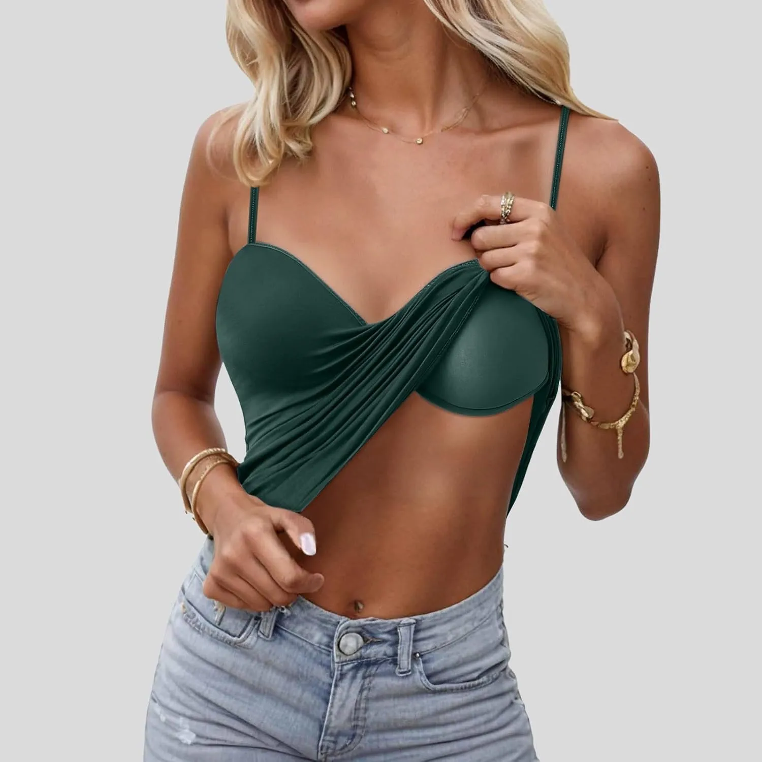 Shelf Bra Camisole Tops for Women Spaghetti Straps Tank Tops Casual Basic Cotton Camis Shirt