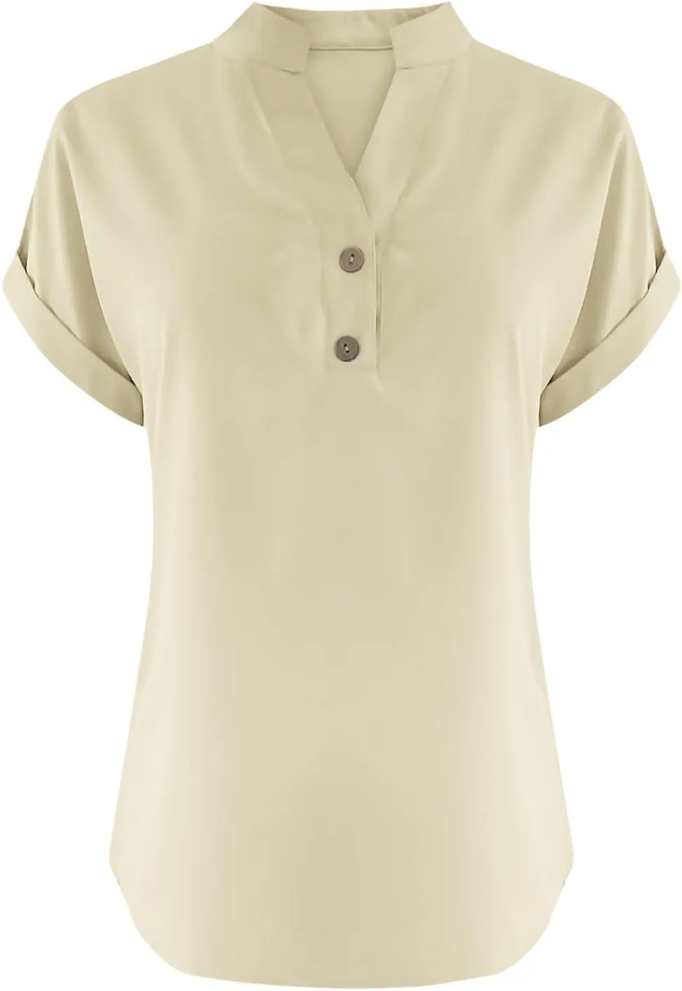 Short Sleeve Shirts for Women Summer Linen Button Down V Neck T Shirts Plus Size Casual Tops Travel Tshirts Shirt