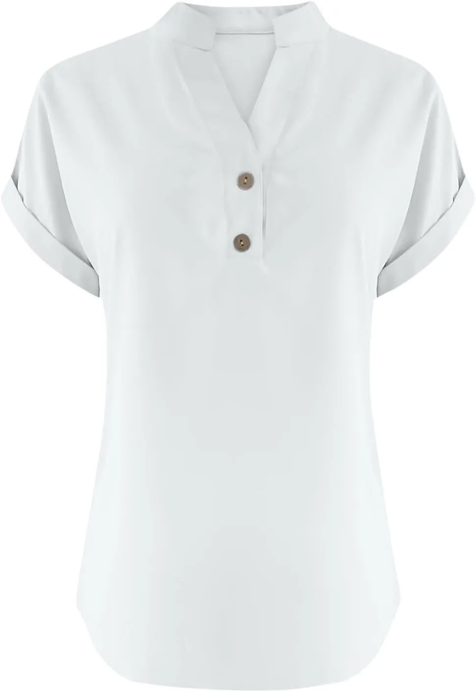 Short Sleeve Shirts for Women Summer Linen Button Down V Neck T Shirts Plus Size Casual Tops Travel Tshirts Shirt
