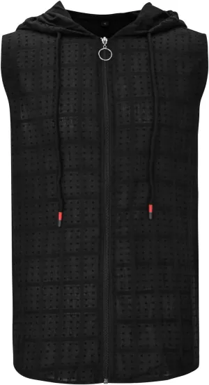 Sleeveless Hoodies for Men Full Zipper Tank Tops Summer Solid Color Muscle Shirts with Drawstring Hooded Tees T Shirt