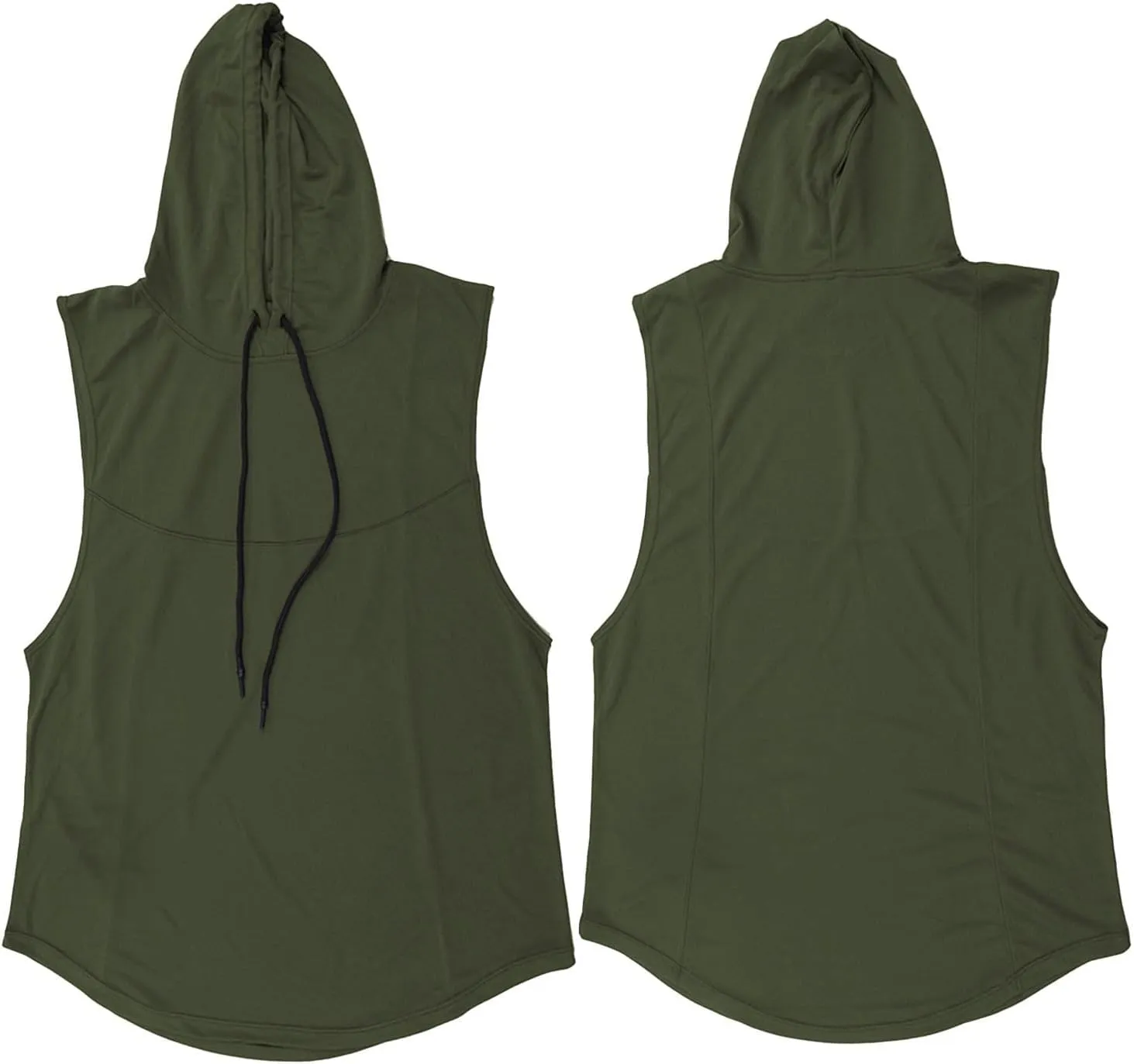 Sleeveless Hoodies for Men Quick Dry Tank Tops with Drawstring Muscle Shirt Fitness Athletic Tees Workout Gym Shirts