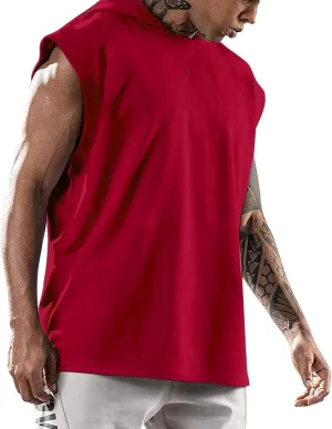 Sleeveless Hoodies for Men Tank Tops with Hood Summer Solid Color Muscle Shirt Hooded Athletic Gym Running Undershirt