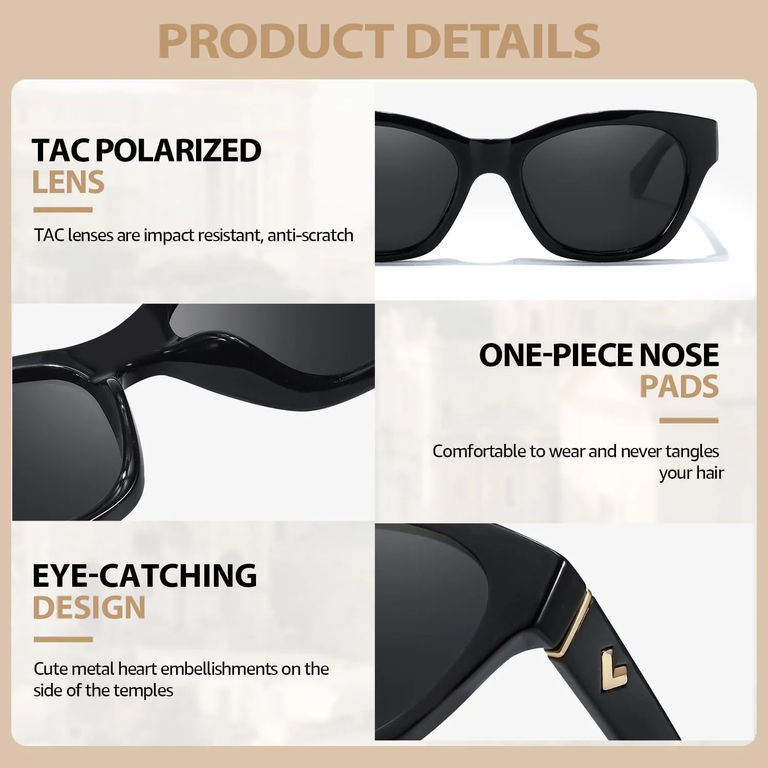 Small Cat Eye Sunglasses for Women | Trendy Sun Glasses for Narrow Face | Polarized & UV400 Protection Shades