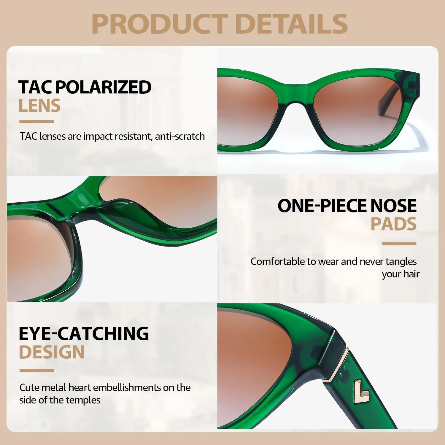 Small Cat Eye Sunglasses for Women | Trendy Sun Glasses for Narrow Face | Polarized & UV400 Protection Shades