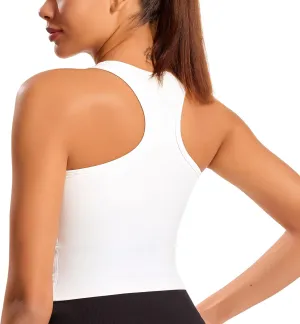 Smooth Workout Tops for Women Yoga Racerback Longline Padded Workout Tank Tops with Built in Bra