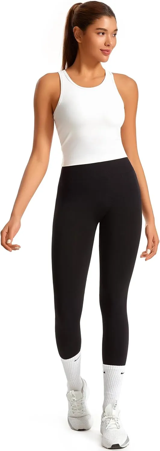 Smooth Workout Tops for Women Yoga Racerback Longline Padded Workout Tank Tops with Built in Bra