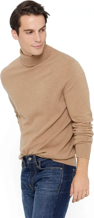 State Cashmere Men's Essential Turtleneck Sweater 100% Pure Cashmere Classic Long Sleeve Pullover