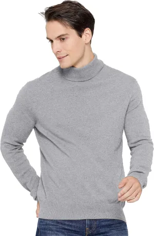 State Cashmere Men's Essential Turtleneck Sweater 100% Pure Cashmere Classic Long Sleeve Pullover