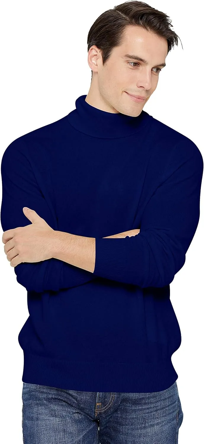 State Cashmere Men's Essential Turtleneck Sweater 100% Pure Cashmere Classic Long Sleeve Pullover