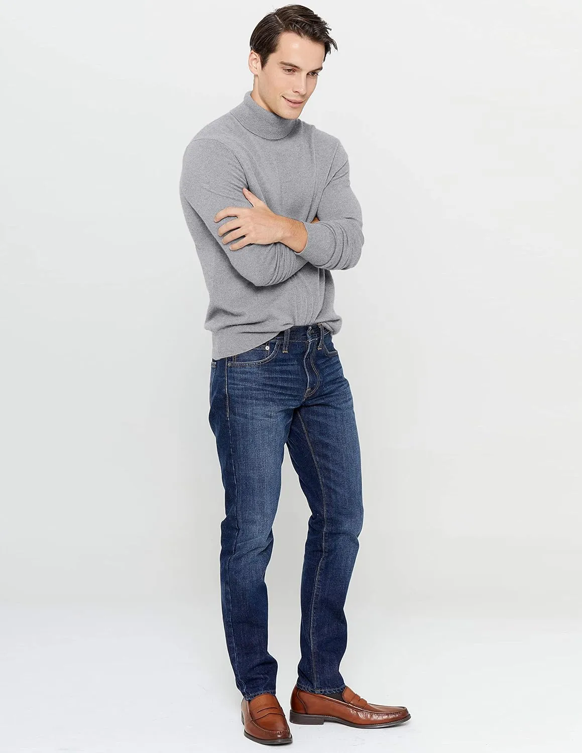 State Cashmere Men's Essential Turtleneck Sweater 100% Pure Cashmere Classic Long Sleeve Pullover