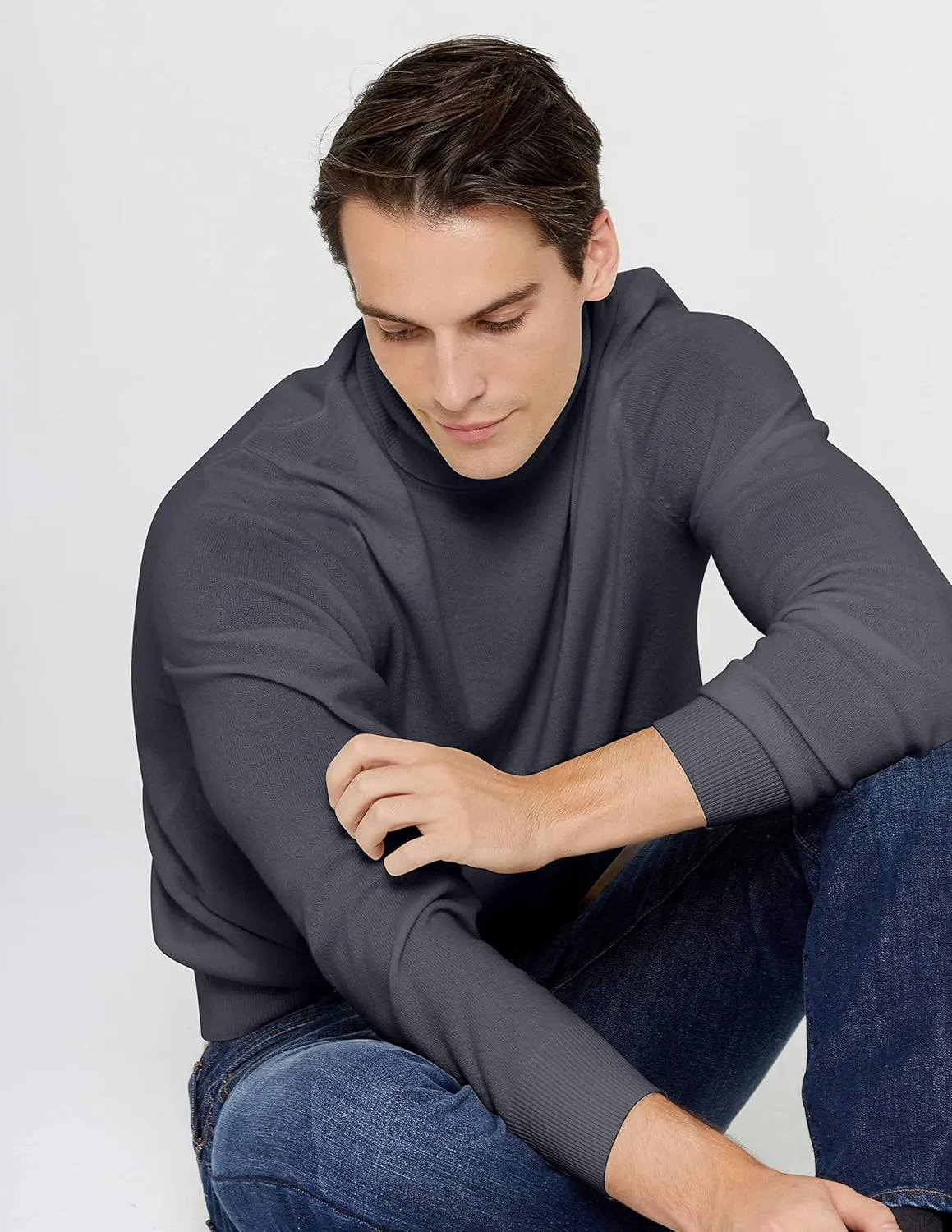 State Cashmere Men's Essential Turtleneck Sweater 100% Pure Cashmere Classic Long Sleeve Pullover