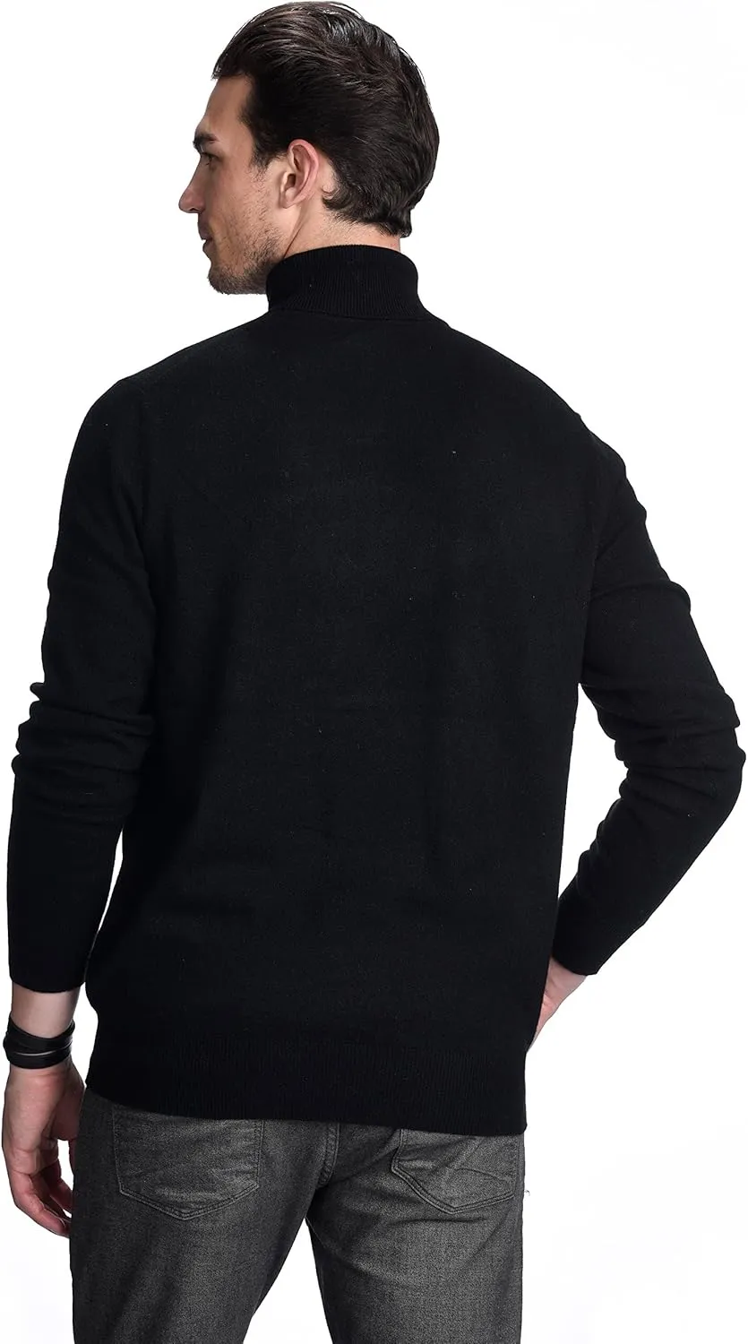State Cashmere Men's Essential Turtleneck Sweater 100% Pure Cashmere Classic Long Sleeve Pullover