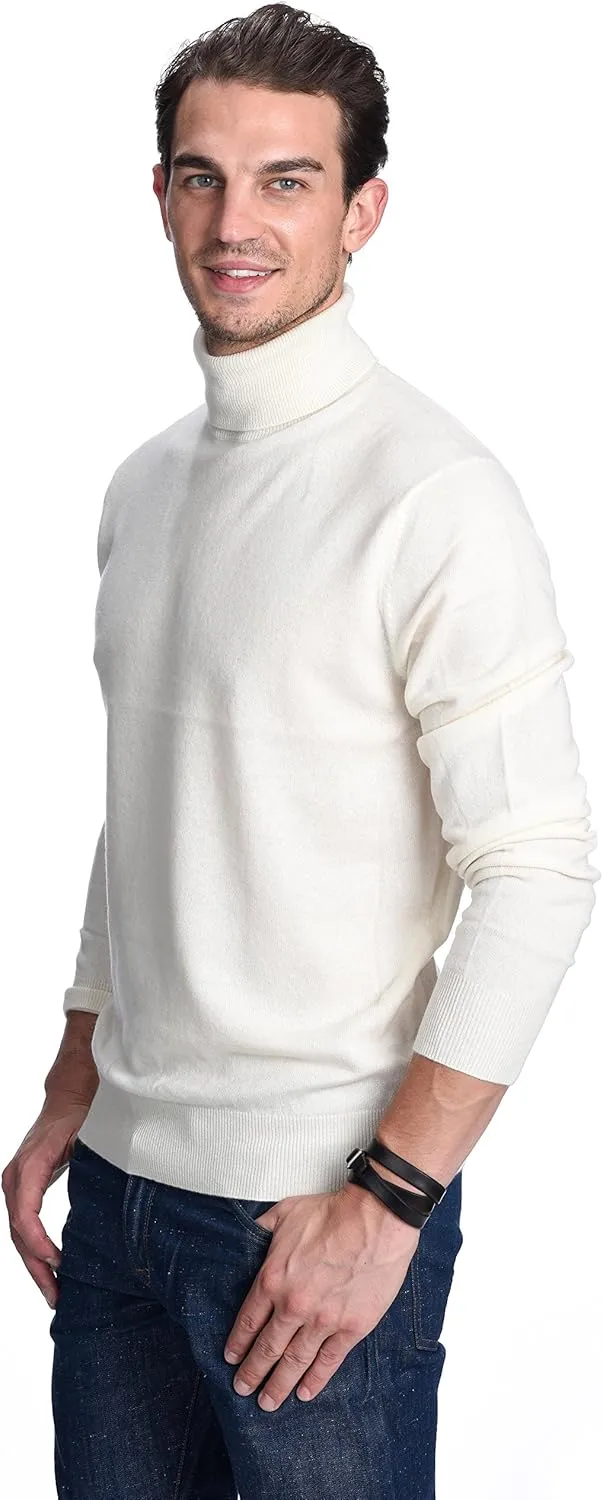 State Cashmere Men's Essential Turtleneck Sweater 100% Pure Cashmere Classic Long Sleeve Pullover
