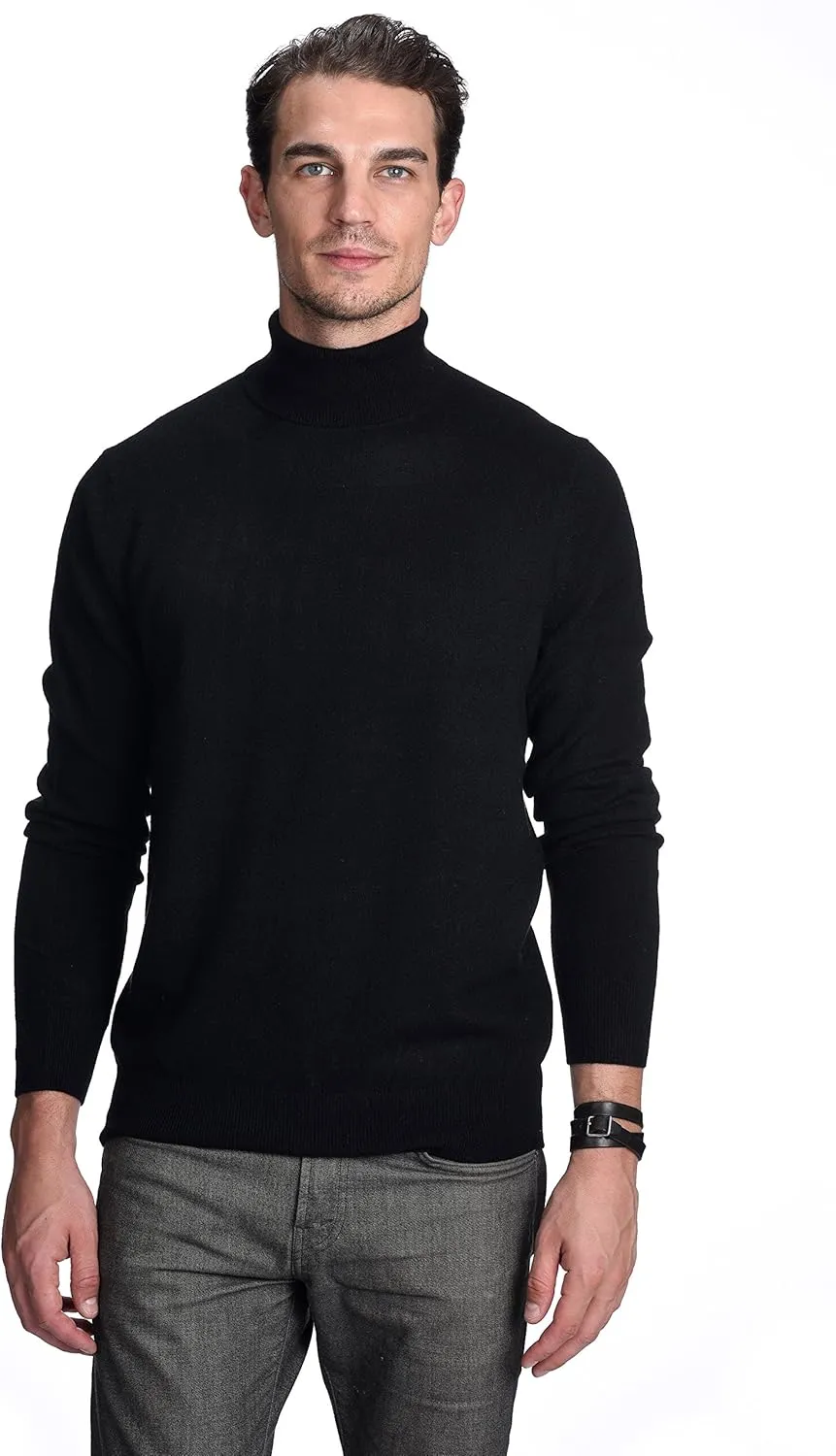 State Cashmere Men's Essential Turtleneck Sweater 100% Pure Cashmere Classic Long Sleeve Pullover