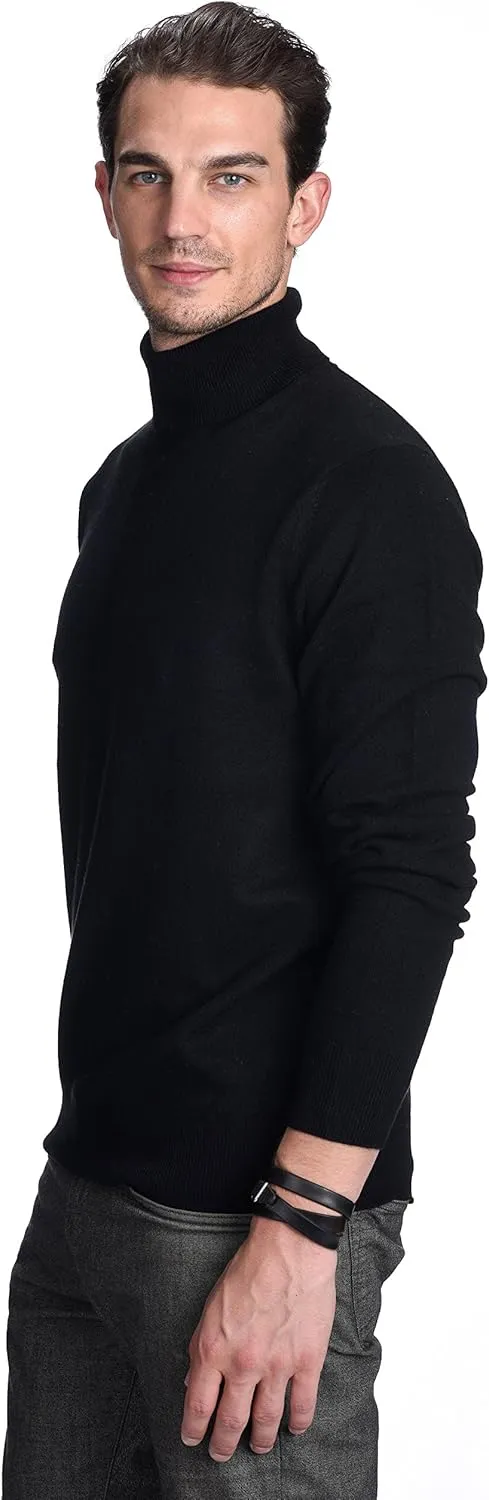 State Cashmere Men's Essential Turtleneck Sweater 100% Pure Cashmere Classic Long Sleeve Pullover