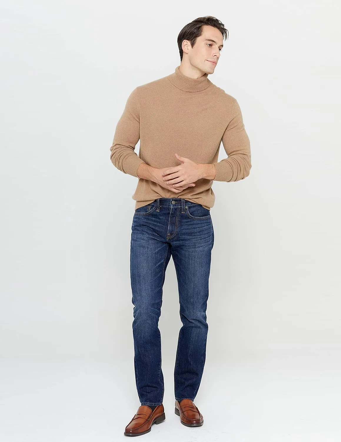 State Cashmere Men's Essential Turtleneck Sweater 100% Pure Cashmere Classic Long Sleeve Pullover