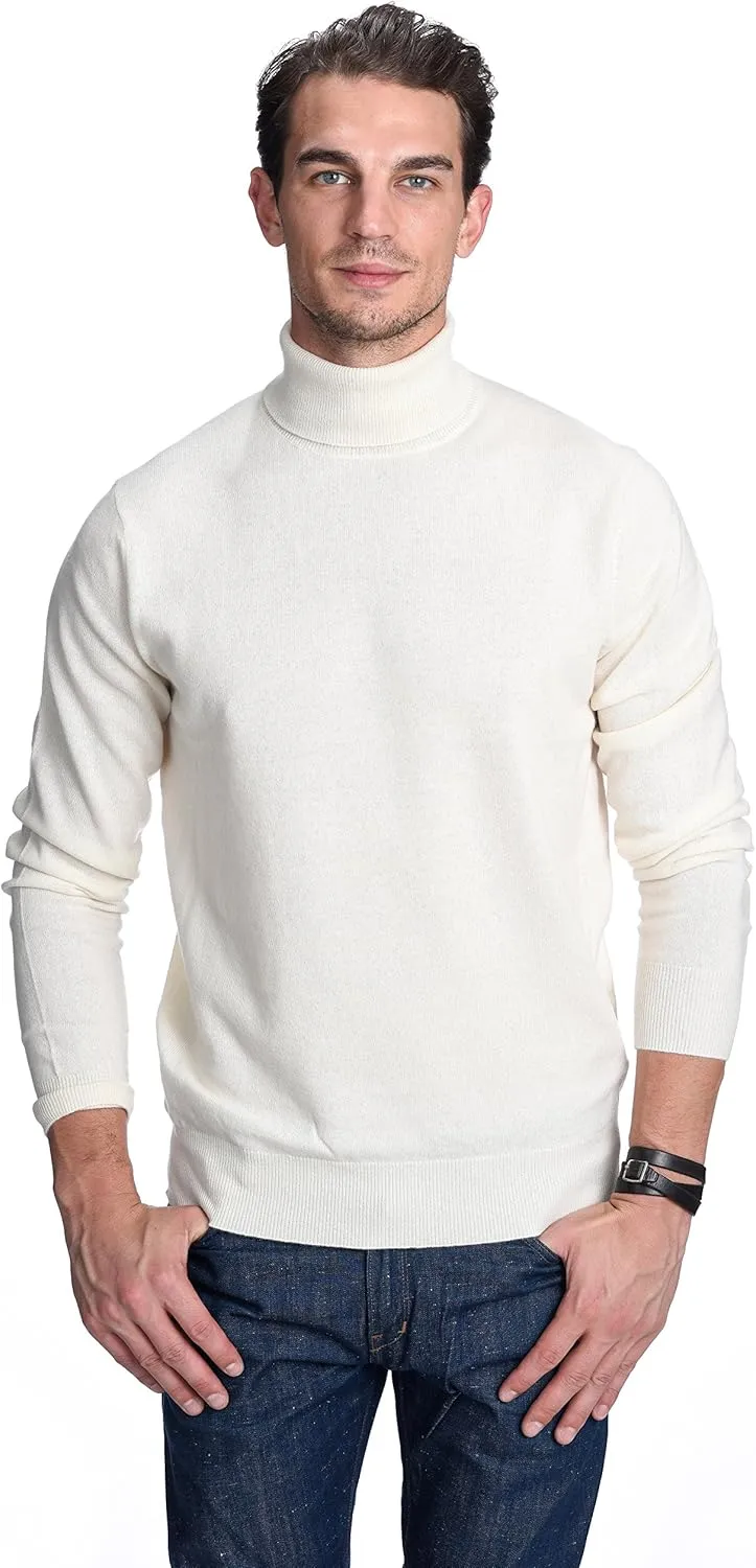 State Cashmere Men's Essential Turtleneck Sweater 100% Pure Cashmere Classic Long Sleeve Pullover