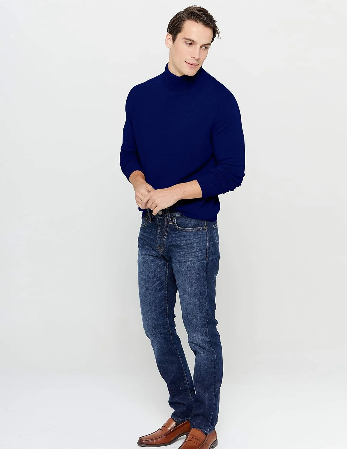 State Cashmere Men's Essential Turtleneck Sweater 100% Pure Cashmere Classic Long Sleeve Pullover